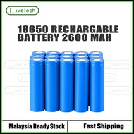 LiveTech 18650 Battery - Rechargeable Battery 2600mAh Batteries