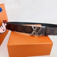 Lv New Style First Layer Cowhide Letter Style Belt Men's Fashion All-Match Casual Korean Version Belt AK