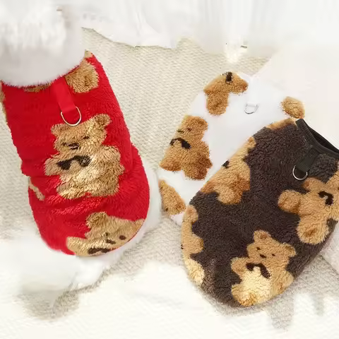 Trendy XS-9XL Winter Puppy Clothes Cute Bear Pattern Warm Fleece Dog Vest Dog Sweater Pet Supplies V