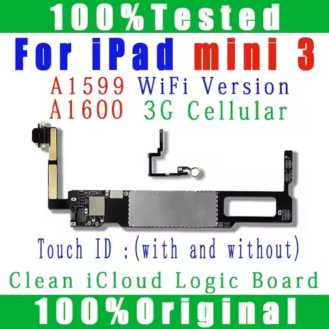 Free ICloud Free Unlocked Motherboard For IPad mini 3 Logic Boards A1599 With Full Chips With System
