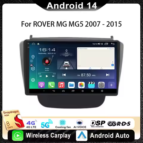 For ROVER MG MG5 2007 - 2015 Car Radio Multimedia Video Player Navigation Stereo GPS Android14 wirel