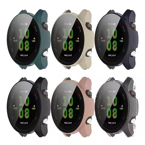 PC+Tempered Glass Protective Case For Garmin Forerunner 255 255S 965 Full Screen Protector Shell Bum