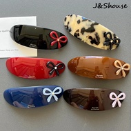 KF1126  Korean style new arrival acetate ellipse arc shape with rhinestone bow hair spring clip hair