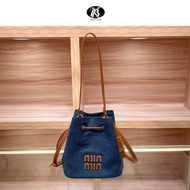 ® Kb Princess Barney New Special-Interest Design Denim Bucket Bag Fashion New Shoulder Underarm Bag 