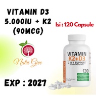 Bronson Vitamin D3 5000 IU K2 125mcg contains 120 Capsules Original USA D3 5,000iu K2
