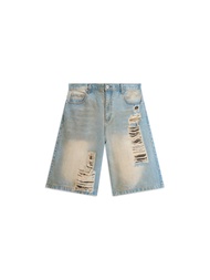 Jorts Denim Light Fade Camo Patchworks / กางเกงขาสั้น
