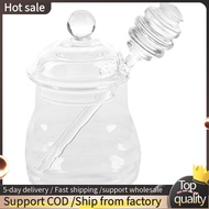 Transparent glass honey jar with lid Honey Jar with Dipper, Clear, 9 Ounces