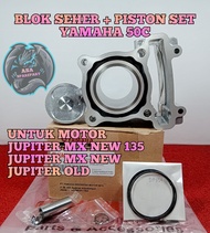 BLOK SEHER + PISTON SATU SET ASSY KUALITAS ASLI ORIGINAL YAMAHA 50C MOTOR JUPITER MX NEW  JUPITER MX