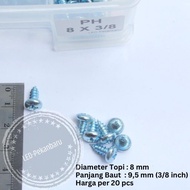 20PCS PH 8X3/8 INCH TAPPING SCREW SCREW SCREW BOLT + CAP DIAMETER 8MM LENGTH 9.5MM 8 X 3/8