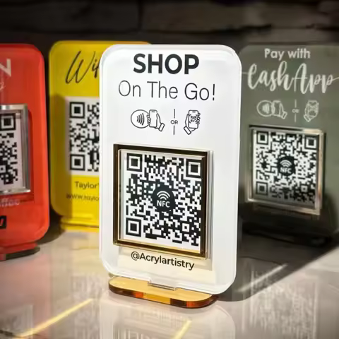 Customized Logo Acrylic NFC Tap Scan QR Code Payment Card Suitable For Social Media Review WiFi Netw