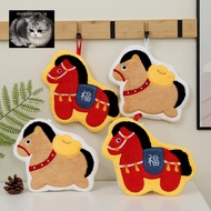 manysincerity Cartoon Cute New Year Pony Hand Towel Coral Fleece Home Kitchen Bathroom Wipes Horse T