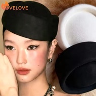 Retro Hepburn Style Top Hat - Autumn and Winter Wool Blend Hardtop Caps - Elegant Woolen Wedding Dec