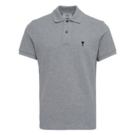 AMI PARIS Men's Contrasted AMI de Coeur Polo 600082538GRY