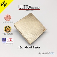 reTouch Ultra Rimless 1 Gang 1 Way Wall Switch Frameless SIRIM Approved [GOLD]