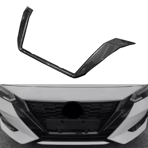 For Nissan Sentra Bluebird Sylphy Almera 2020 2021 Carbon Fiber Front Grille Grills Cover Trim Head 