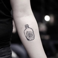 OhMyTat 玫瑰瓶 Rose Bottle 刺青圖案紋身貼紙 (2 張)