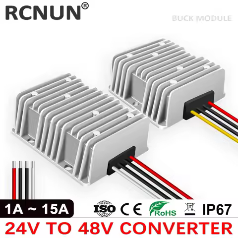 RCNUN Booster 24V to 48V 3A 5A 10A 15A DC DC Power Converter Step-up 24 Volt to 48 Volt Voltage Regu