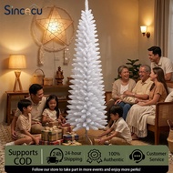 White Pencil Christmas Tree 4-7ft - Slim Artificial Xmas Tree w/ Stand, Home & Office Decor