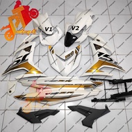 Yamaha Y15ZR Y15 V1 V2 Cover Set Creamy White Sticker King 150 Black Gold Sticker Chrome No 22