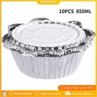 10pcs Foil Tray With Lid Thickening Loaf Pan Food Grade ISO Certified Round Tin foil tray
