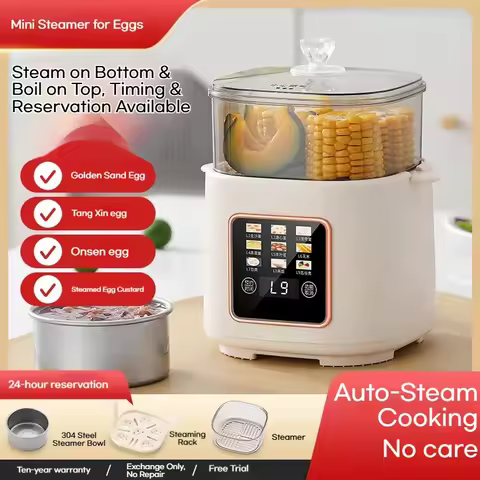 2-Layer Egg Cooker | Timer & Reservation | Onsen Egg & Egg Custard | Multifunctional Steam & Boil | 