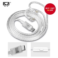 KZ Original TYPE-C Earphones Silver Plated Upgrade Cable for KZ Castor Headphones Kabel Telinga KZ O
