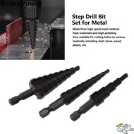 BEAKHYUNND 3pcs Hex Handle Step Drill Bit, Precision Black Step Drill Bit Set, Set Hex Shank Bearing