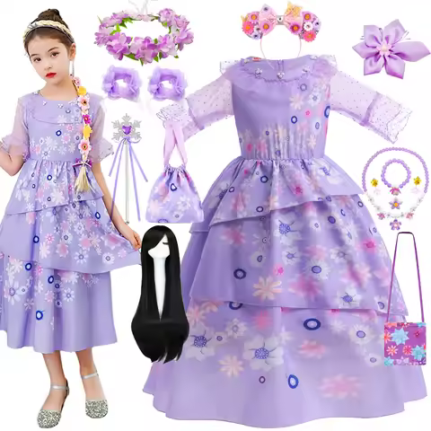 Encanto Costumes Cosplay Princess Dress Isabella Charm for Girls Carnival Christmas Birthday Party I