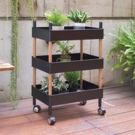 【ikloo】日系典雅三層收納推車(黑白兩色)