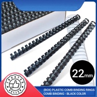 (Box) Plastic Comb Binding Rings | Binding Comb | Binding Comb Ring | Comb Binding - Black Color 22m