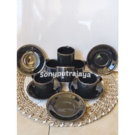 NEW Black Gold Cup Set - Ceramic Cup - Coffee Cup Tea Cup - Gift Cup Set Contains 6 Cups + 6 Coaster