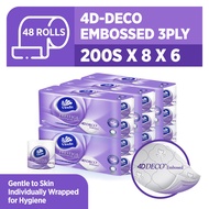 [Bundle Of 6] Vinda Prestige 3 Ply 4D-Deco Embossed Toilet Paper Roll (200sx8 Rolls)
