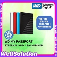 WD Western Digital My Passport Slim Portable External Hard Disk USB 3.2 - 1TB / 2TB / 4TB / 5TB (BLACK/BLUE/RED/WHITE)