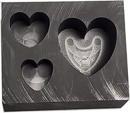 OTOOLWORLD 3 in 1 Heart Gold Silver Graphite Ingot Mold Mould Crucible for Melting Casting Refining