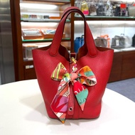 99%NEW 二手 HERMES PICOTIN 18,紅色,銀扣,TC皮,#P18 #香榭站正品