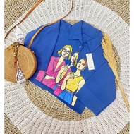 KEMEJA BESTIE WOMEN'S SCREEN PRINTED CROPE SHIRT CRINCLE MATERIAL