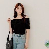 OB Pleated Flat Neck Thin Shoulder Strap Strapless Short Top < AB19410 > Large Size/Women's Clothing