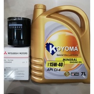 MITSUBISHI TRITON 2.5cc 3.2cc , MITSUBISHI PAJERO OIL FILTER (WITH VALVE) + KOYOMA 15W40 CI-4 7 LITE