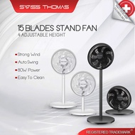 SwissThomas 15 Blade Electric Stand Fan Adjustable Fan Table Fan |Kipas Berdiri Elektrik Berkuasa de