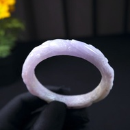 紫羅蘭灑金翡翠雕花鐲手鐲 | 17.5圍 | 天然緬甸玉翡翠A貨 | 送禮