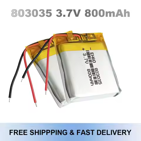 803035 3.7V 800mAh Rechargeable Li-Po Battery With JST 2Pin 1.25/1.5/2.0 Connector For Smart Watch R