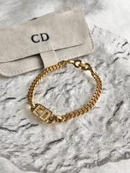 【VintageShop solo 日本直送中古包專賣店】Christian Dior 經典 CD 標誌 鍍金 鑲鑽 手鍊 古董飾品 2mjhn2
