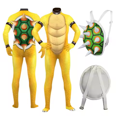 Mario Bowser Fantasy Jumpsuit CosplayCostume Cartoon Backpack School Bag Rucksack Outfits Halloween 