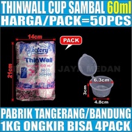 Thinwall Cup Plastik 25ml 35ml 60ml 100ml 150ml – Cup Sambel / Puding Per Pack