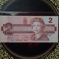 Uang 2 dollar Canada tahun 1986 vf