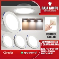 LED Downlight Lamp 3 COLOR LED Downlight LED Panel Inbow Round/ 6W 9W 12W 18W DOWNLIGHT PANEL