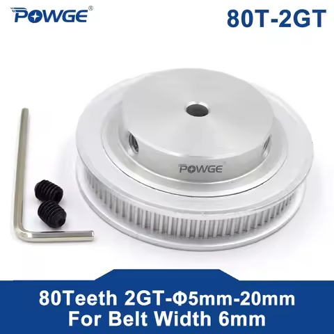 POWGE 80 Teeth 2M 2GT synchronous Pulley Bore 5/6/6.35/ 8/10/12mm for width 6mm 2MGT Timing Belt GT2