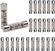 25 Pcs 13 Amp 240 Volt 6.3 x 25 mm BS1362 Ceramic Pipe Fuse