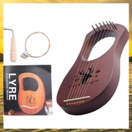(HARB) 7-String Lyre Harp Mahogany Solid Wooden Metal Strings Stringed Instruments