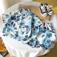 70-150cm【Ready Stock】Set Baju Anak Laki Gaya Oversize Korean | Kemeja Loose Lengan Pendek + Celana P